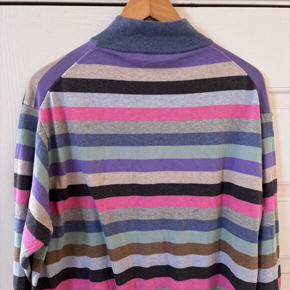Peter Millar Mens Sweater Size L 1/4 Zip Striped Multicolor Preppy Golf Outdoors - Picture 7 of 10